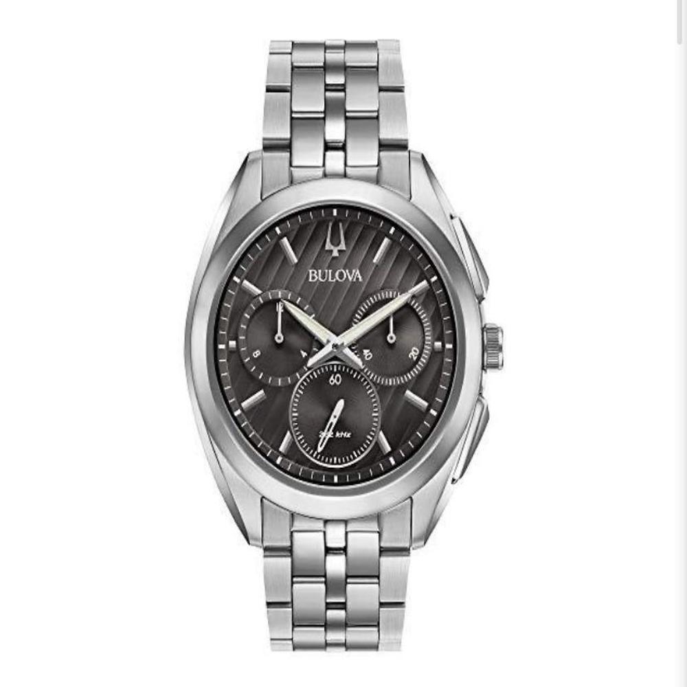 RELOJ BULOVA CURV PLATEADO FONDO GRIS CRONOGRAFO