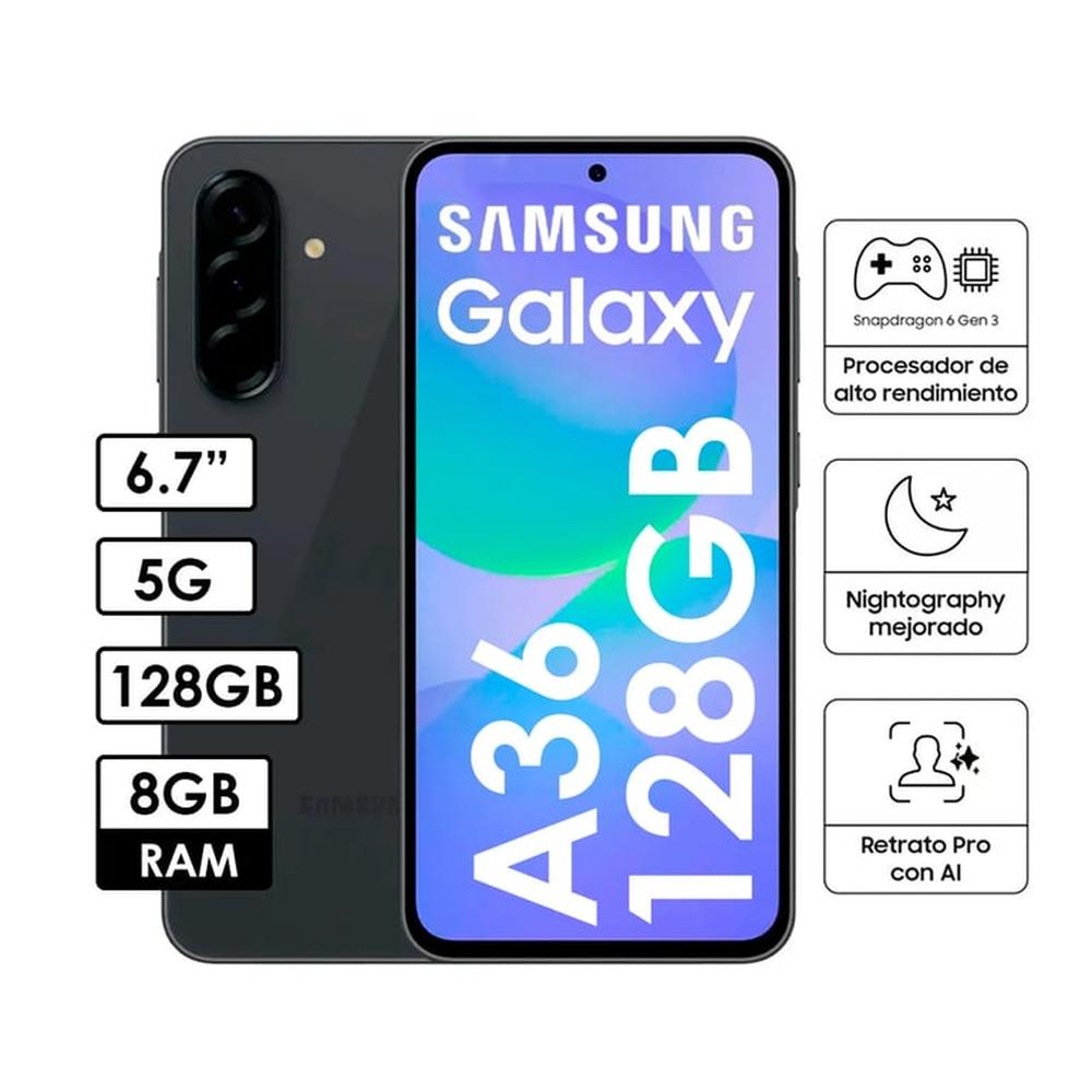 CELULAR SAMSUNG GALAXY A36 5G 6GB RAM 128GB ROM COLOR NEGRO