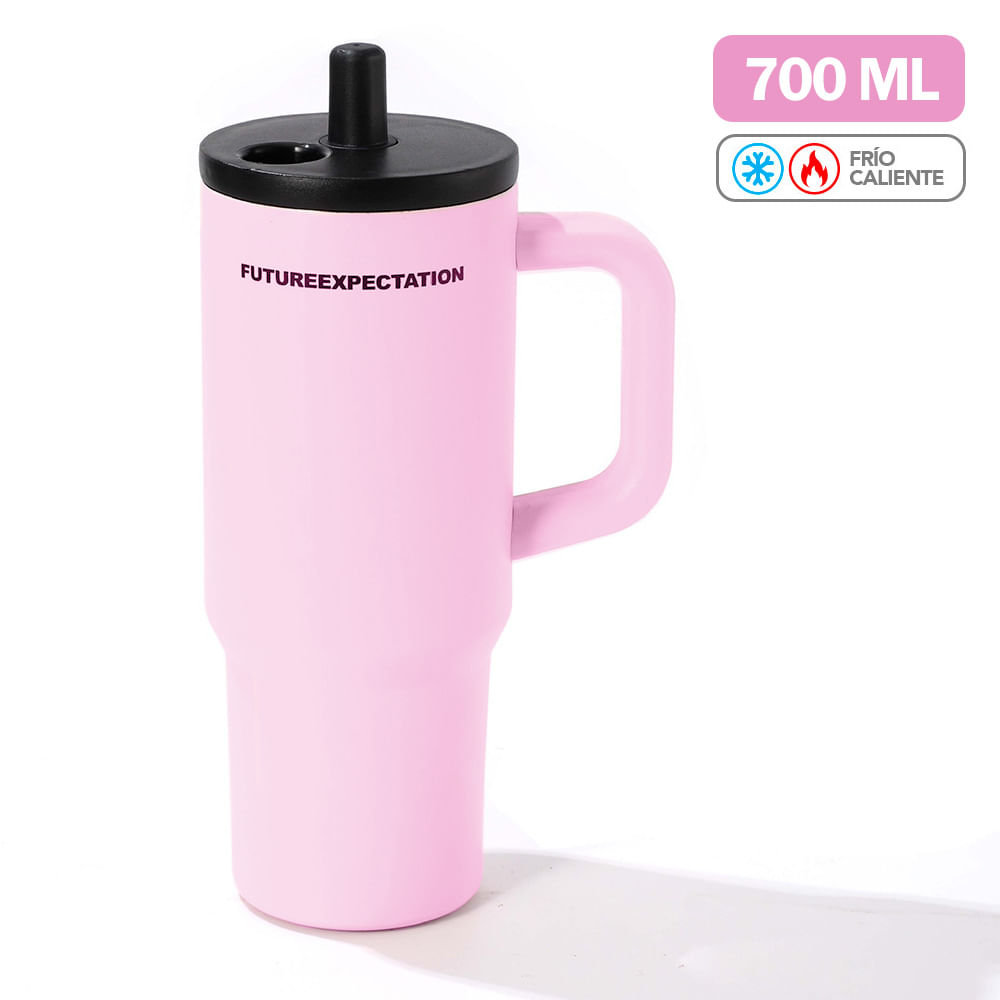 Vaso Térmico de Acero Inoxidable con Sorbete 700 ML Rosado Y84