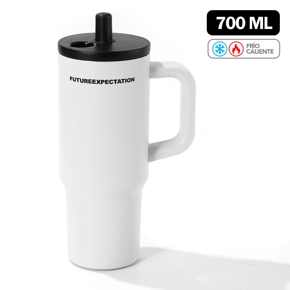 Vaso Térmico de Acero Inoxidable con Sorbete 700 ML Blanco Y84