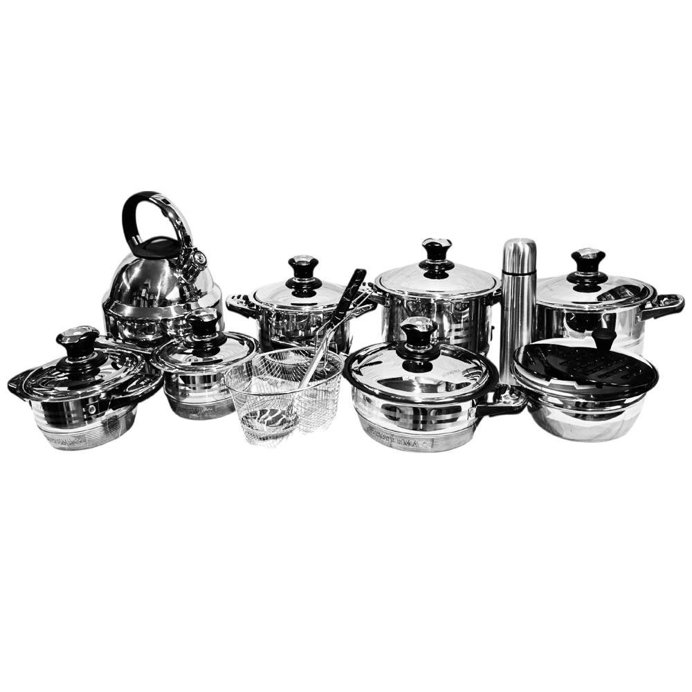 Set de Ollas SUPREMA 21 Piezas Acero Inoxidable con Termostato