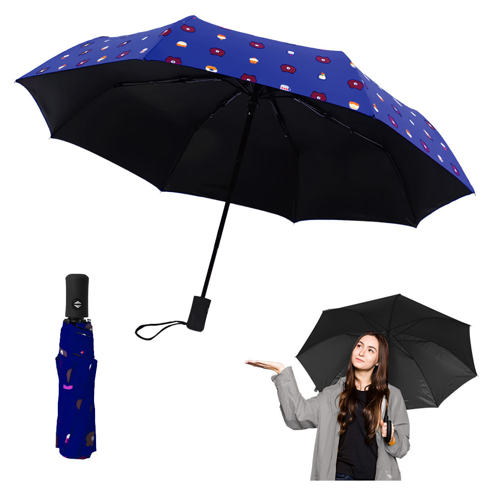 Paraguas Plegable con Protección UV Sombrilla de Mano Diseño Osito Azul KL5