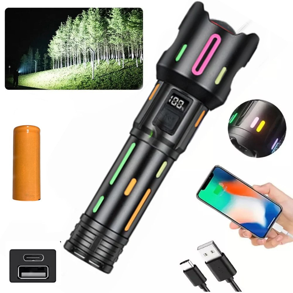 Linterna Táctica Recargable Emergencia Zoom 2000m 6800mah