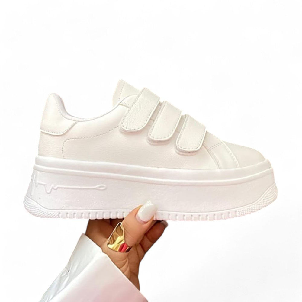Zapatilla Mujer Casual 3 Pegas 2086L-50 Color Blanco Talla 36
