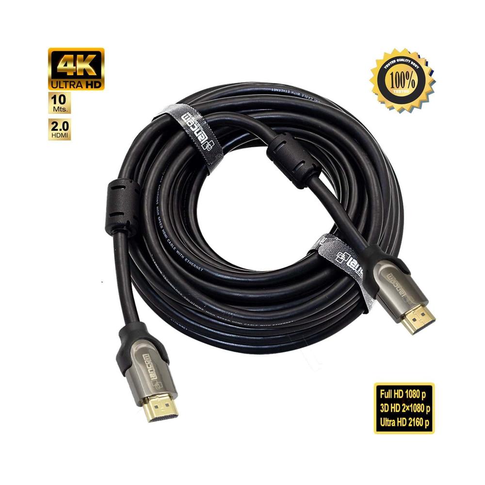Cable HDMI macho a HDMI macho 10Mt Metal Negro 26 AWG 4K HAA01-10MT LANCOM