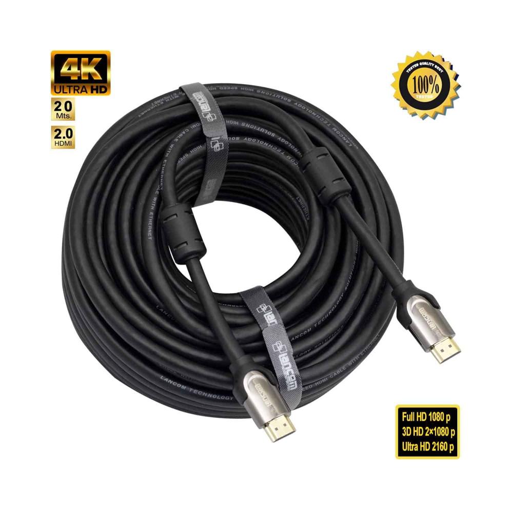 Cable HDMI macho a HDMI macho 20Mt Metal Dorado 26 AWG 4K HAA01-20MT LANCOM