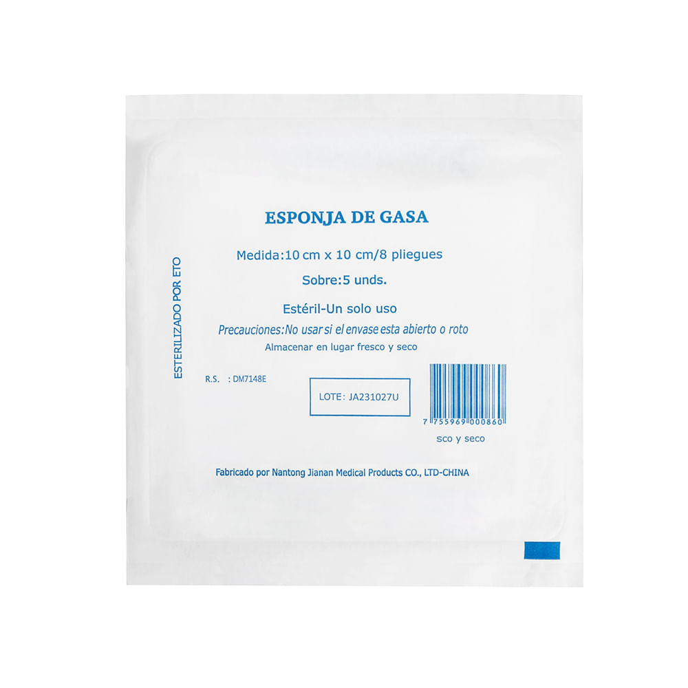 Esponja de Gasa Estéril Absorbente de 10 X 10 CM CAJA 20 UND