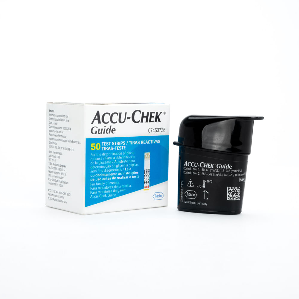 Tira Reactiva para Glucosa ACCU CHEK Guide CAJA 50 UND