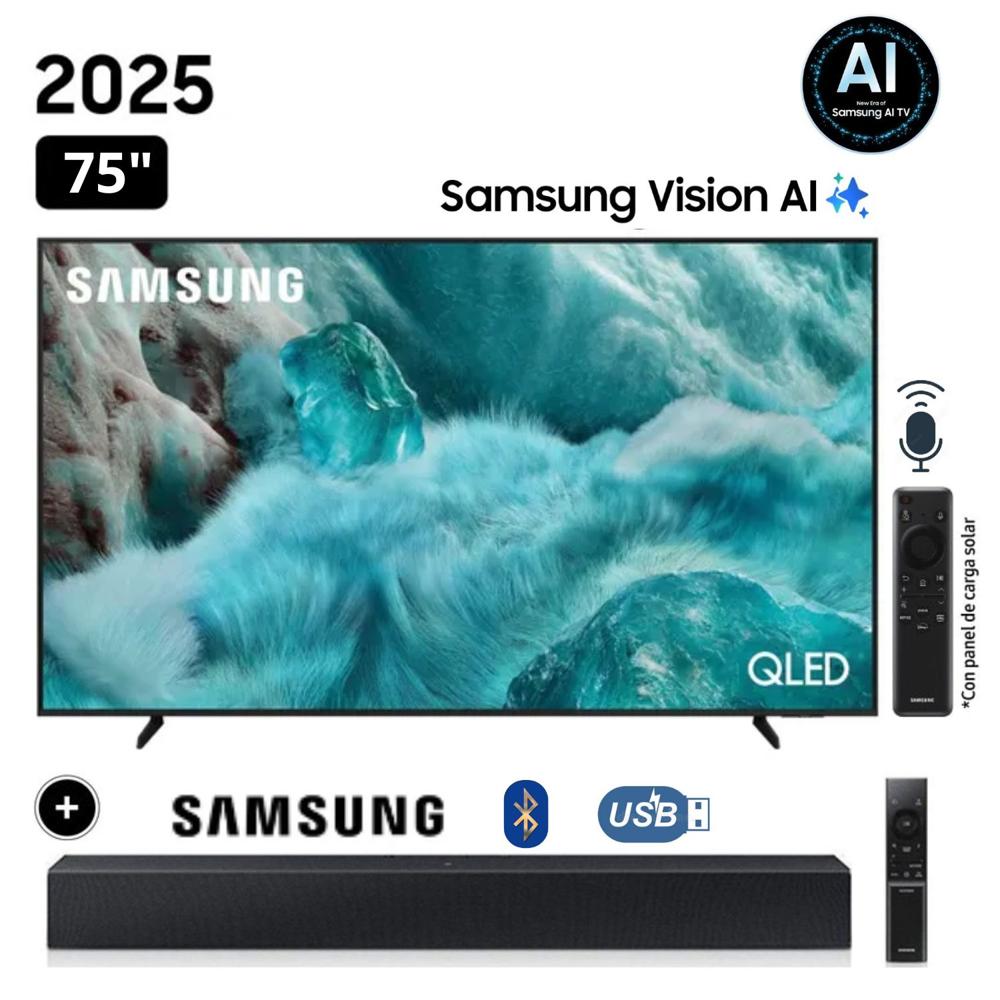 Televisor Samsung QLED 75 Visión AI Smart TV QN75Q7FAAGXPE + Soundbar HW C400