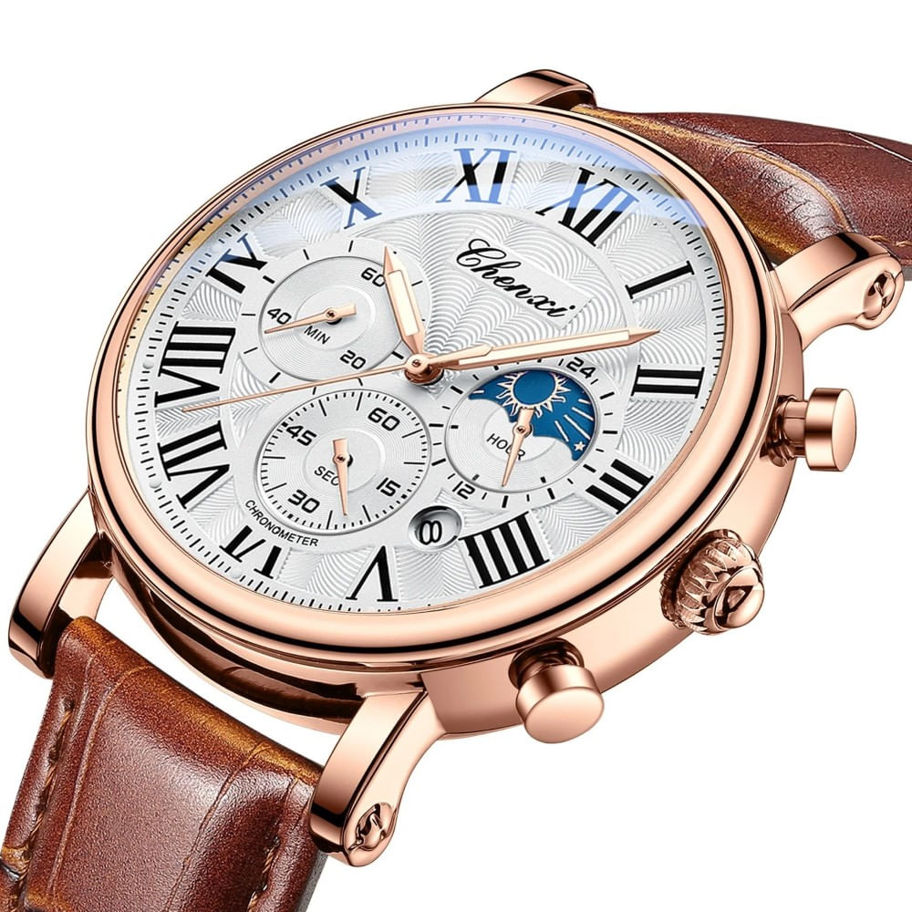 Reloj Hombre CHENXI 973 Cronografo Marrón