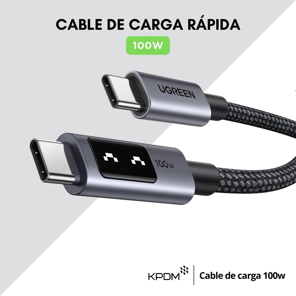 Cable cargador trenzado USB-C a USB-C carga rápida