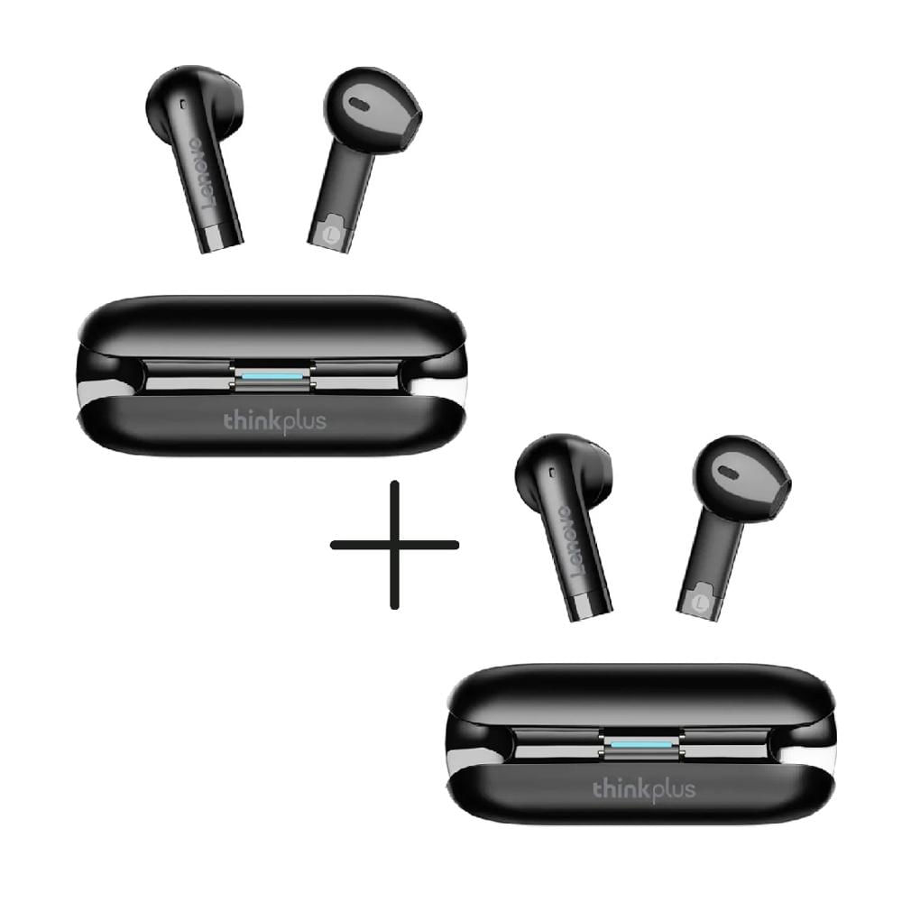 Audífonos Inalámbricos Bluetooth Lenovo TW60 Negros Pack x 2 Unidades