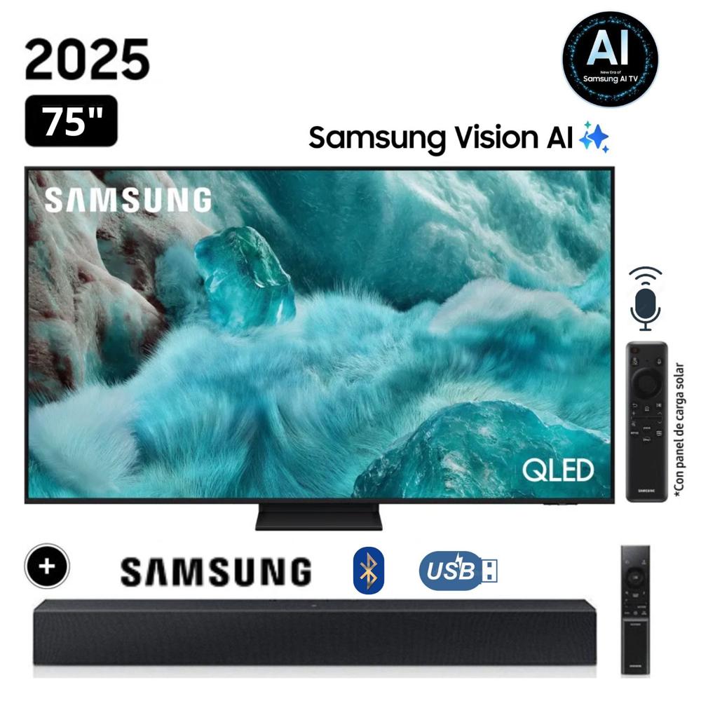 Televisor Samsung QLED 75 Visión AI Smart TV QN75Q7F5AGXPE + Soundbar HW C400