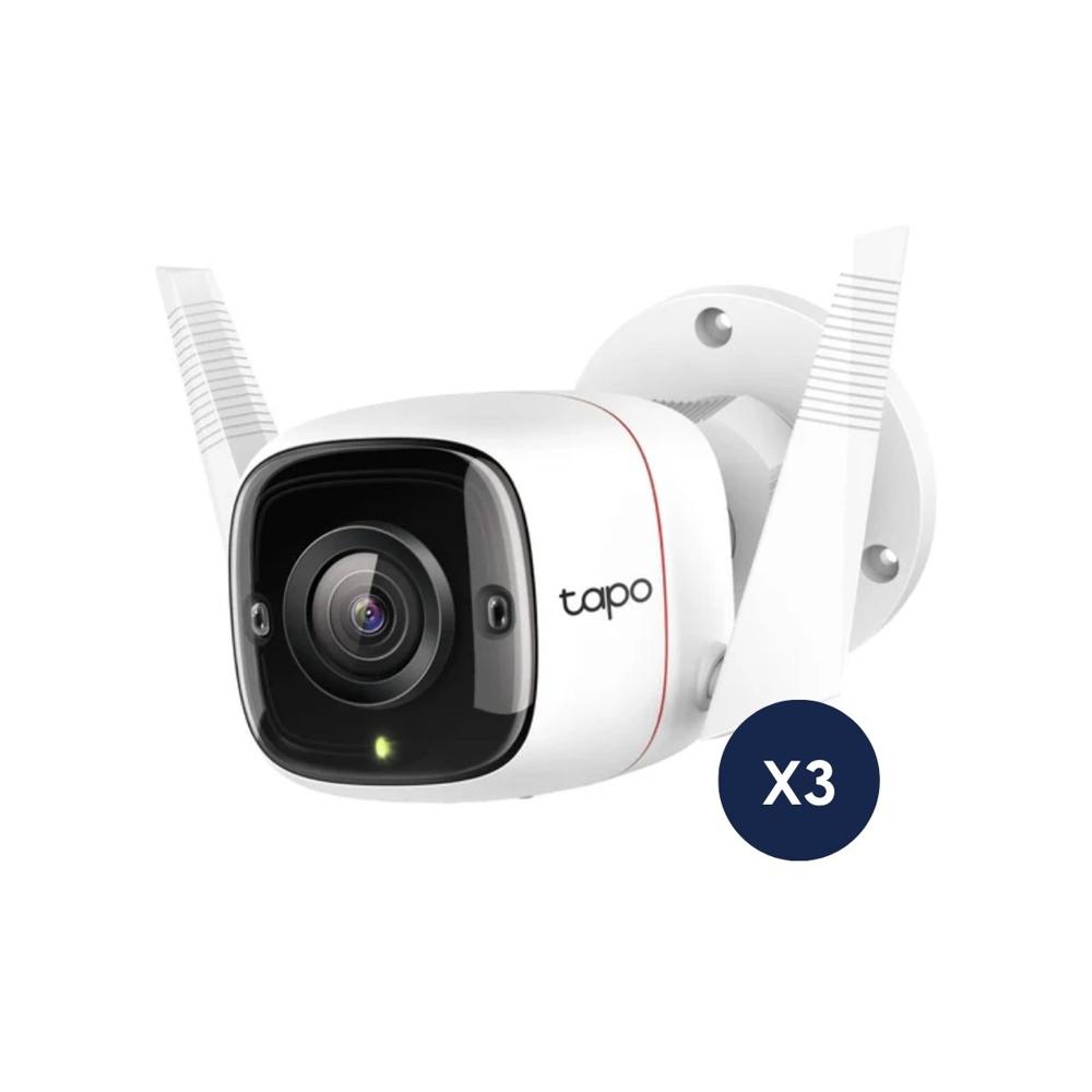 Kit de 3 Cámaras de seguridad Wifi Tapo C320WS 2K QHD exterior IP66 conexión Cable/Inalámbrica