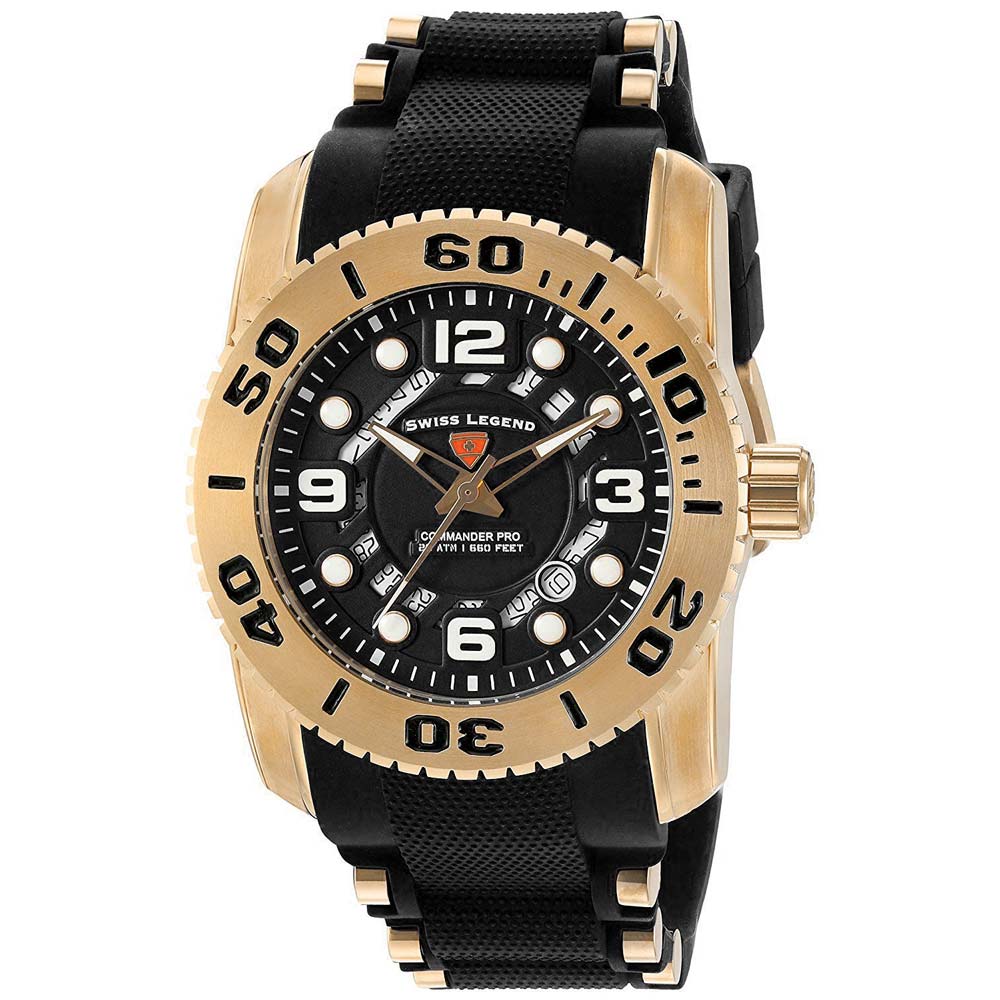 Reloj Hombre Swiss Legend Commander Pro Analógico Acero Dorado - 10069