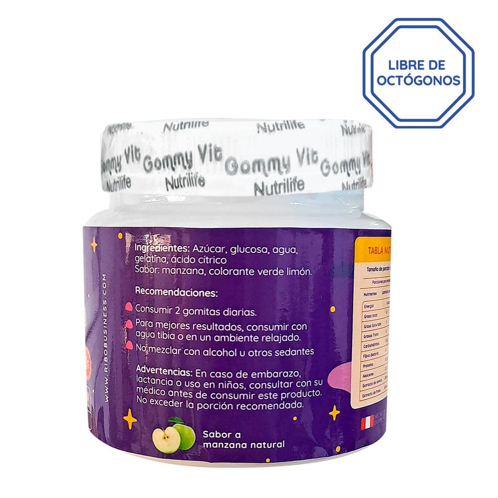 Gomitas Gommy Vit Nutrilife  Sweet Nap Sabor manzana natural