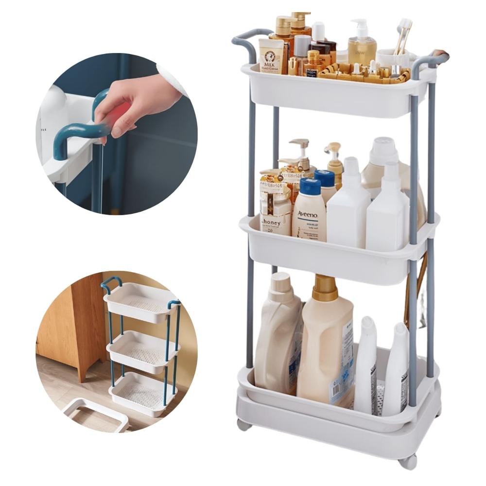 Carrito Organizador Multiuso de Tres Niveles Hana Gris 553GR03