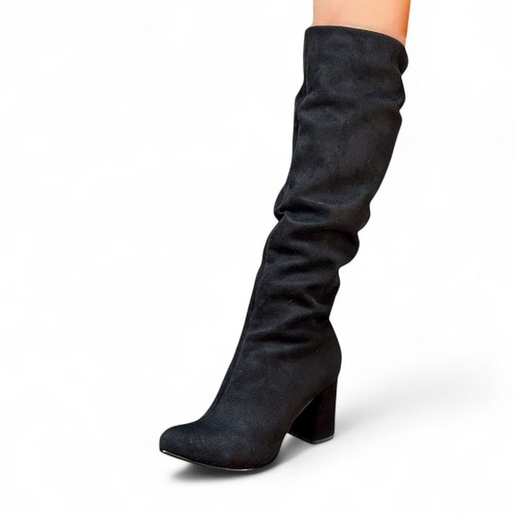 Bota Mujer Clasica Gamuza 2086L-75 Taco 7 Color Negro Talla 37