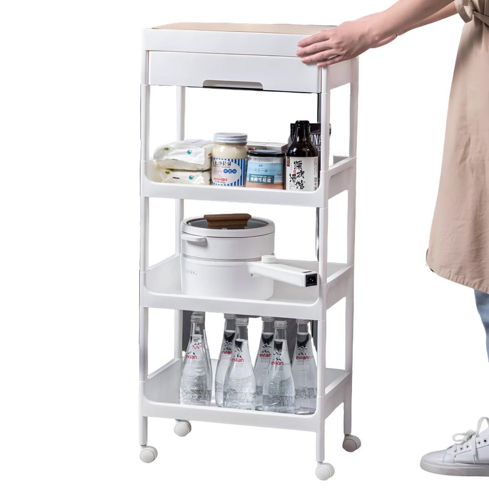 Carrito Organizador De 4 Niveles Con Tapa De Bambú 210011