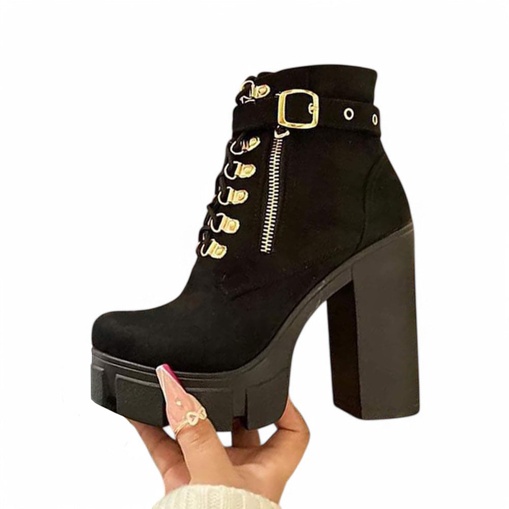 Bota Mujer Taco 12 Gamuza 2086L-70 Color Negro Talla 38