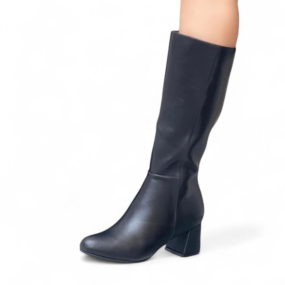 Bota Mujer Larga Taco 5 2086L-75 Color Negro Talla 39