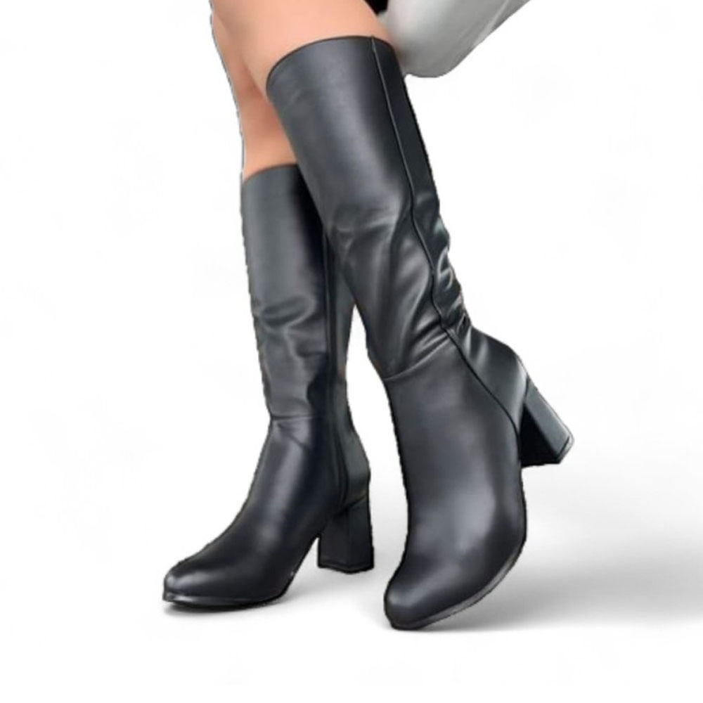 Bota Larga Clasica Mujer Taco 7 2086L-75 Color Negro Talla 39