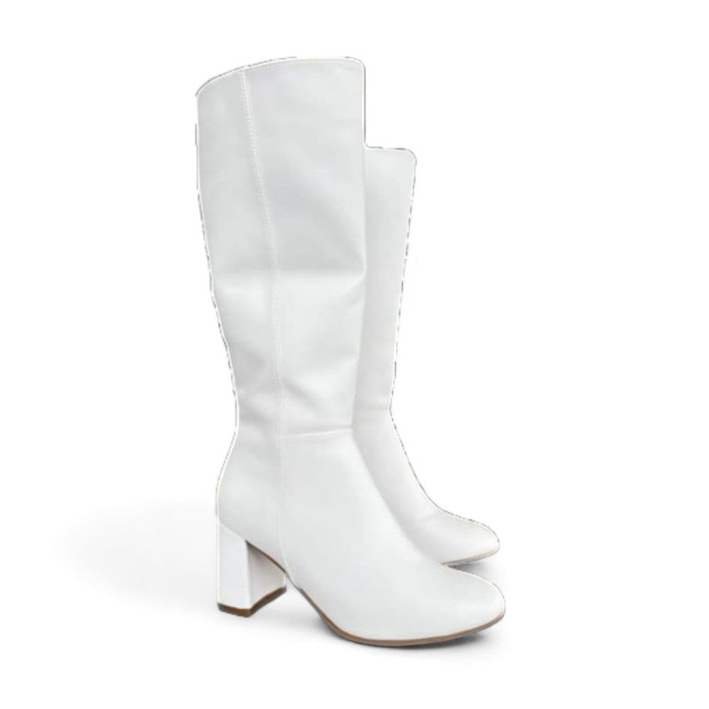 Bota Larga Clasica Mujer Taco 7 2086L-75 Color Blanco Talla 39