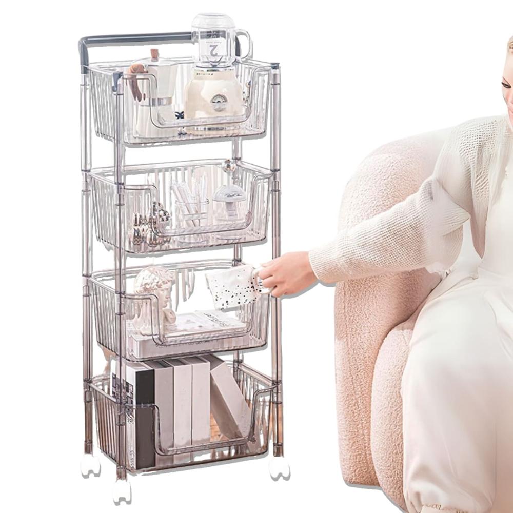 Carrito Organizador Multiuso De 4 Niveles Venecia Transparente   37VT11