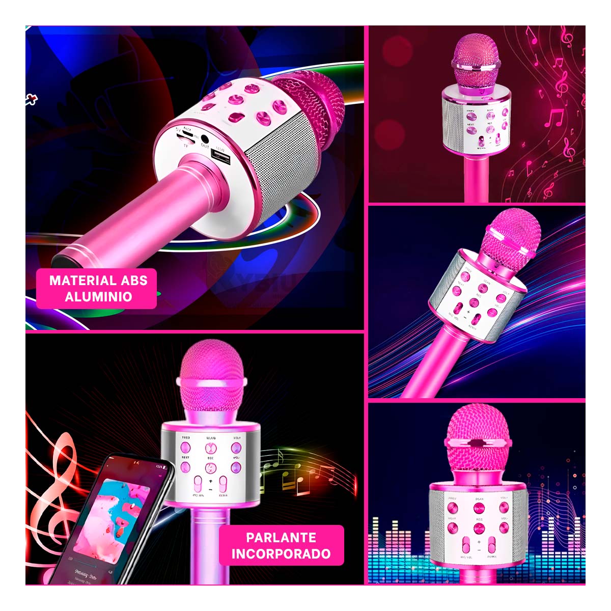 Microfono Bluetooth Multifuncional en Color Fucsia