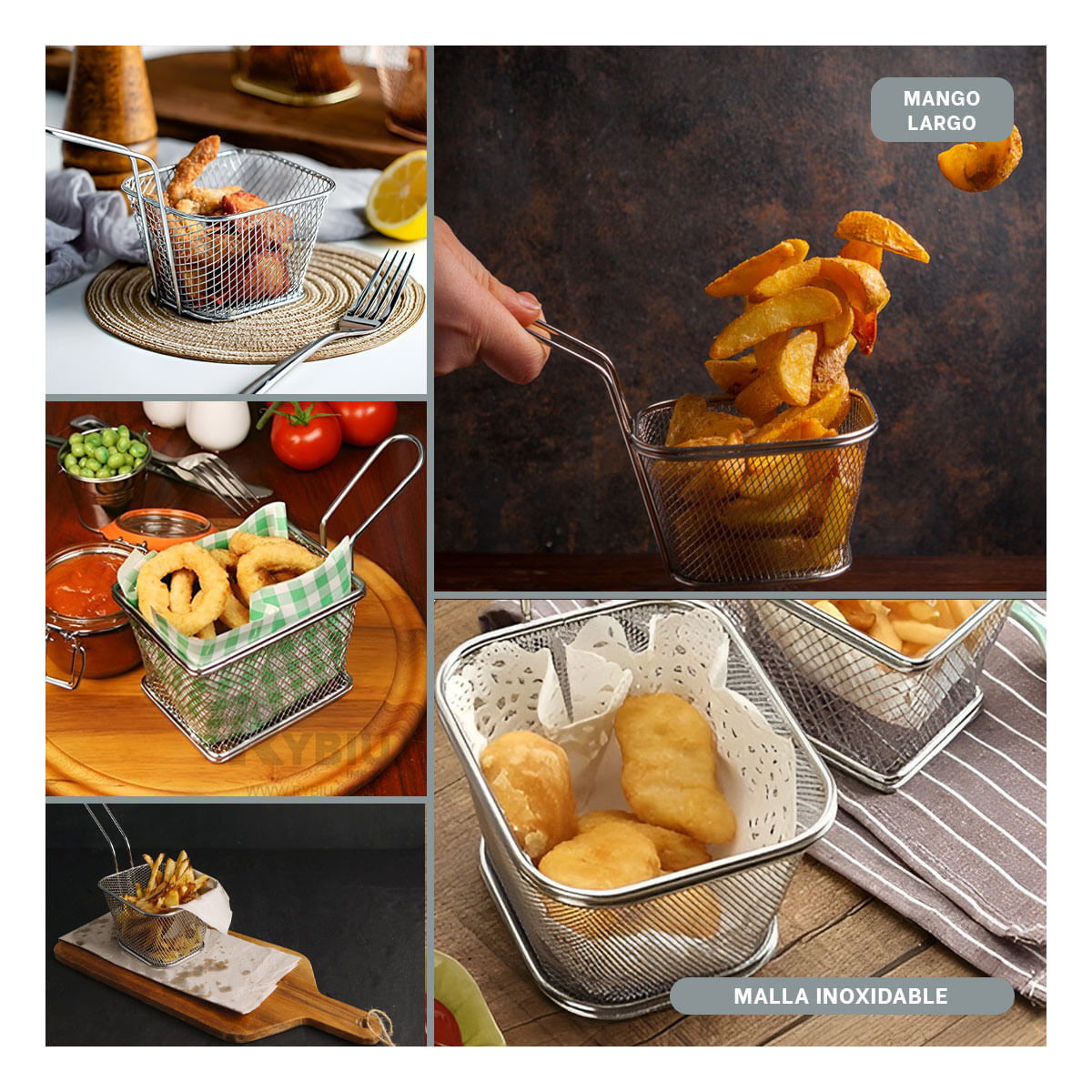 Cesta de Todo Uso con Mango en Color Plateado Y+Stickers