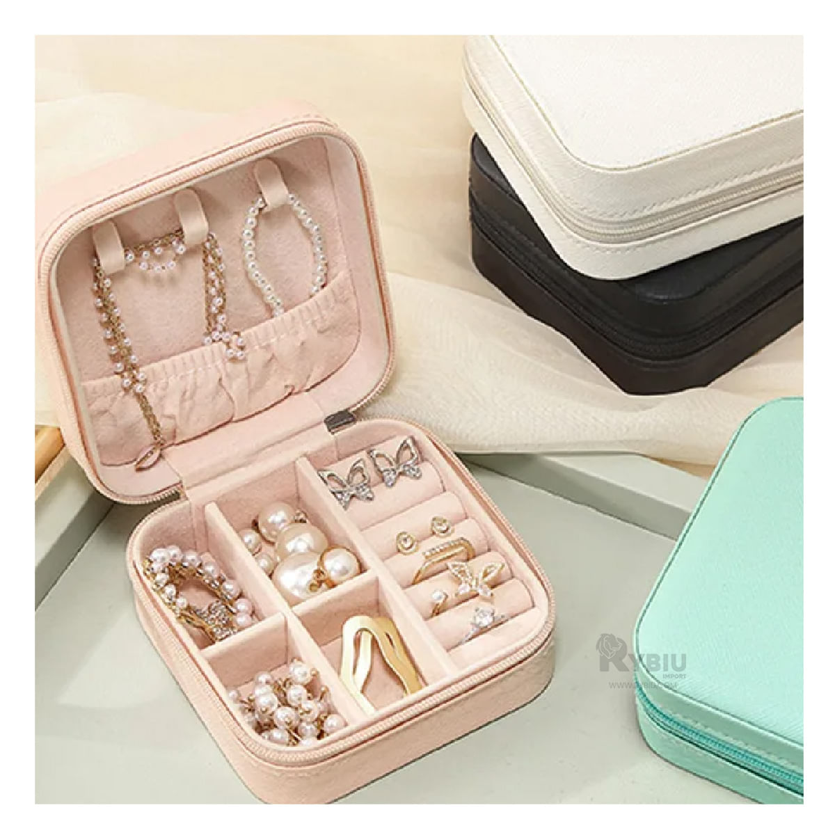 Mini Porta Joyas en Tono Rosado Y+Agendita