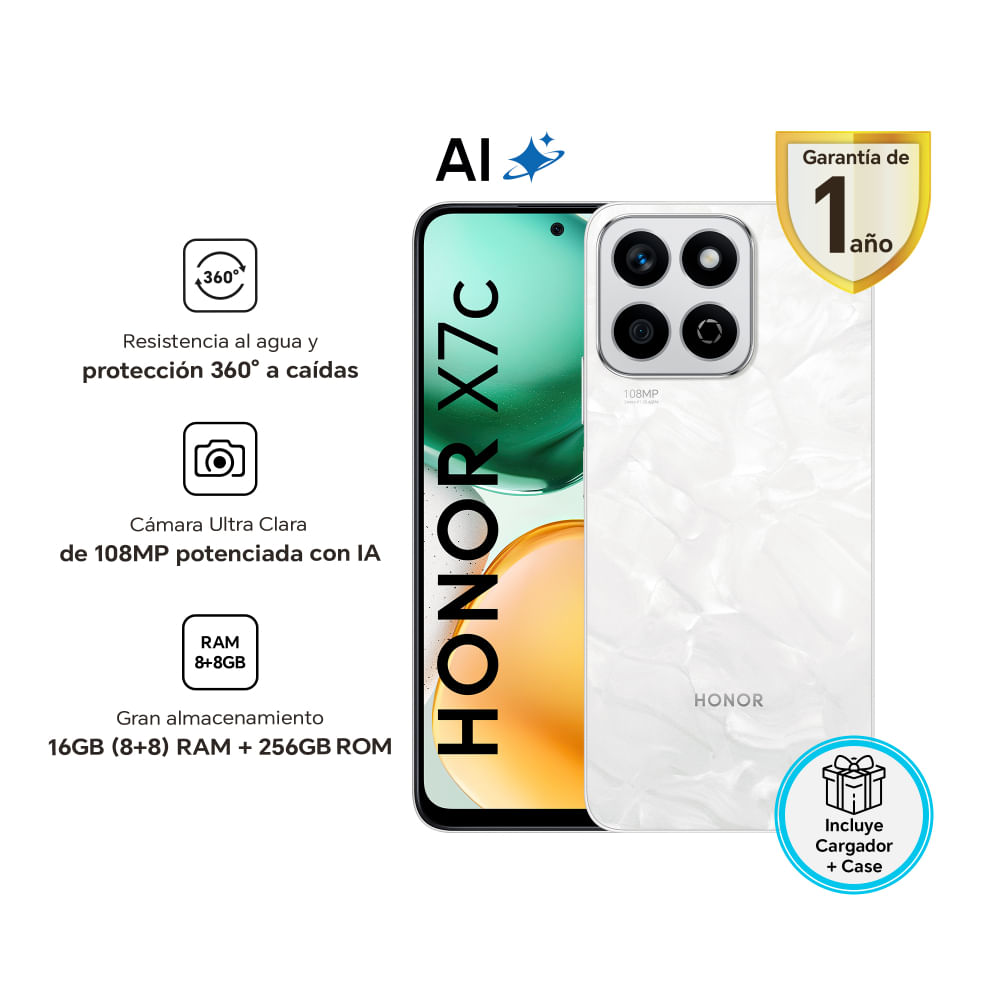 Celular Honor X7c 256GB 8GB ALT-LX3 6.7"" Moonlight White