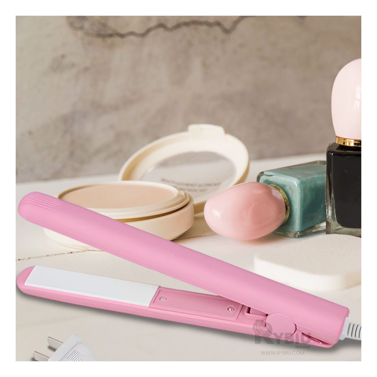 Mini Plancha de Cabello para Damas de Color Rosado