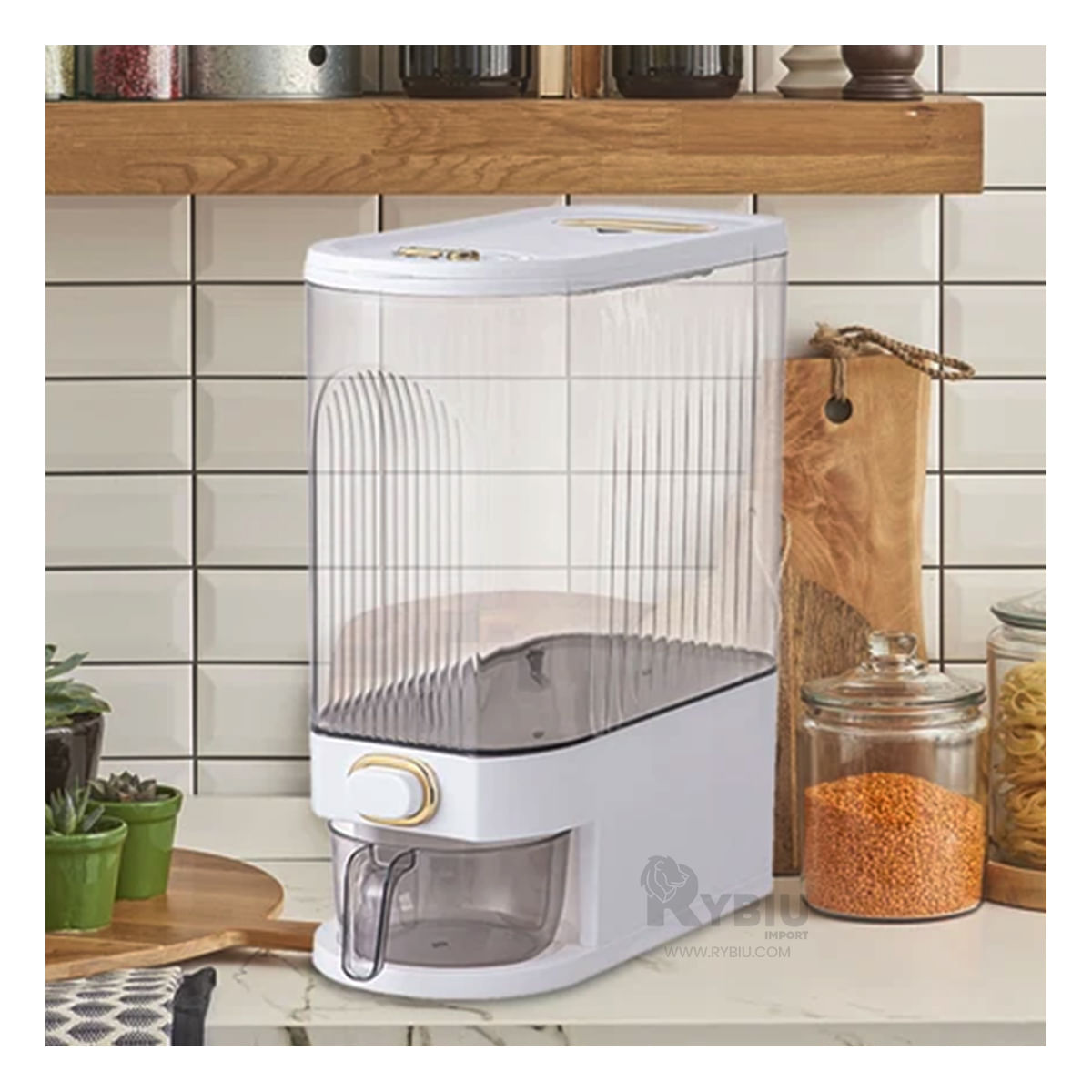 Dispensador Funcional de Arroz Blanco Y+Stickers