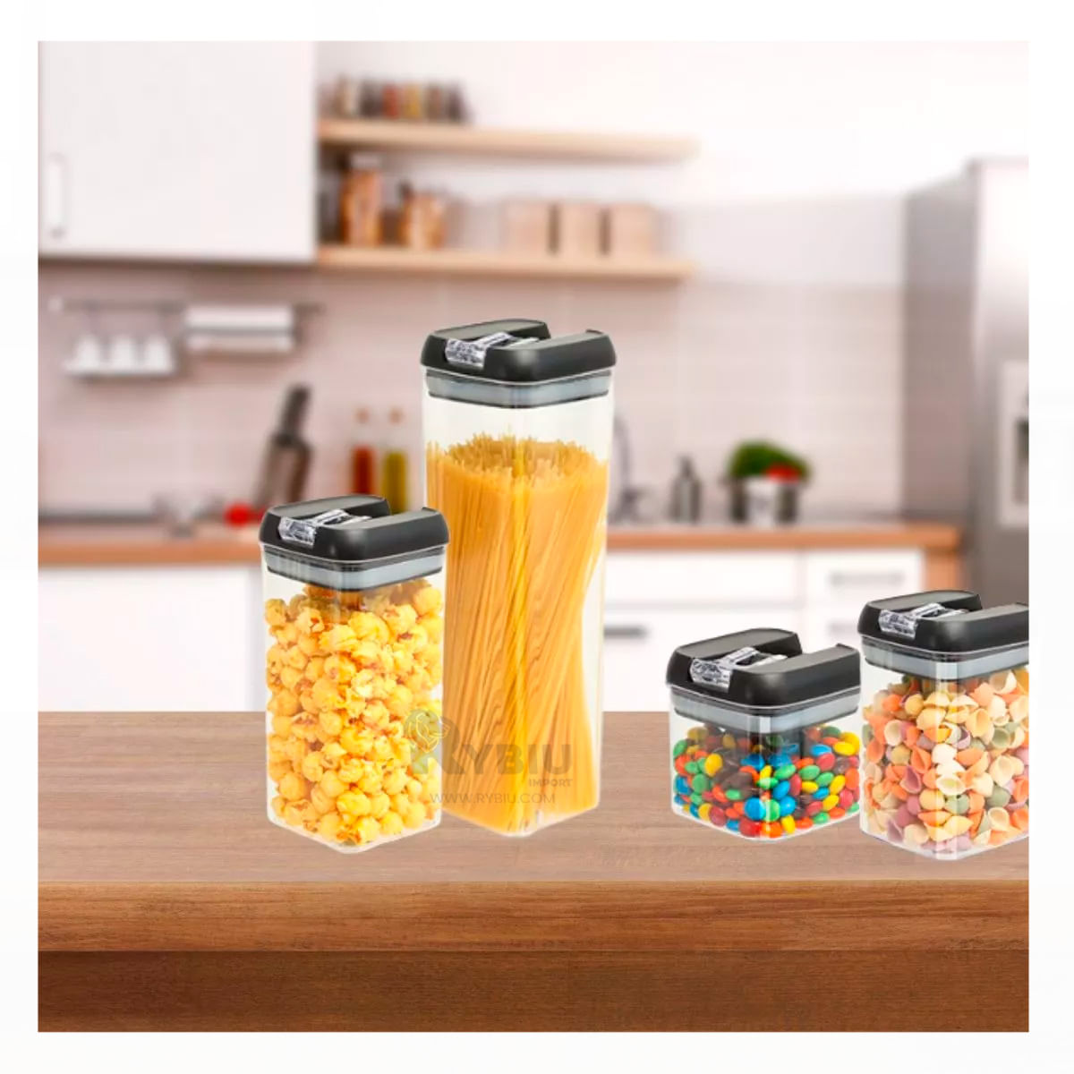 Contenedores para Menestras de Tapa Negra Y+Papel de Regalo