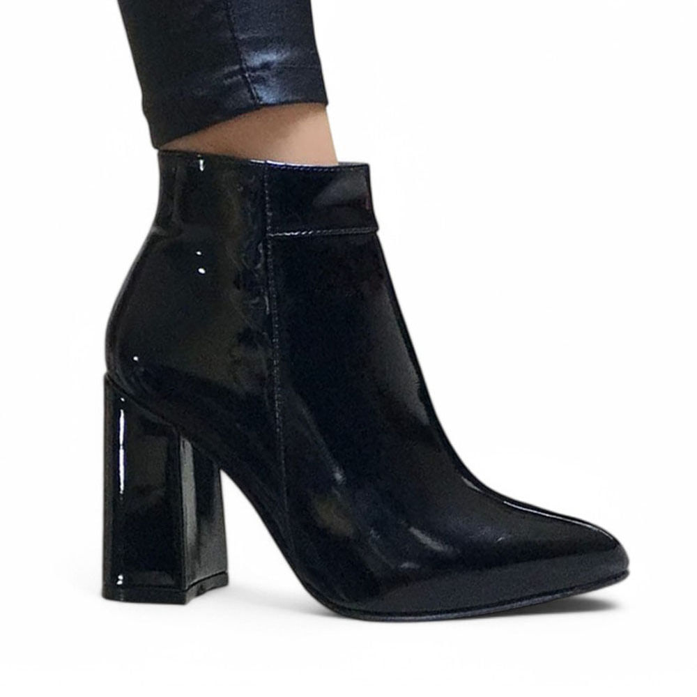 Botin Mujer Taco 9 Clasica Charol 2086L-60 Color Negro Talla 39