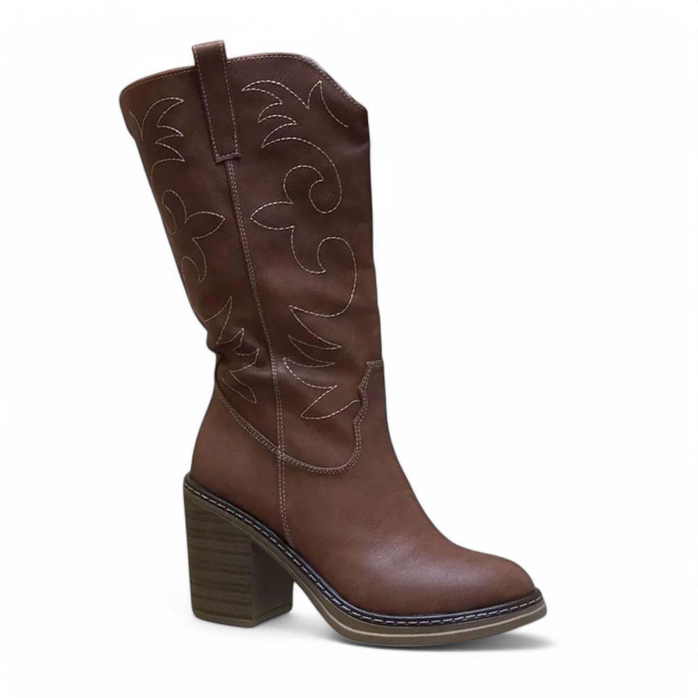 Bota Mujer Larga Texana Clasica Taco 7 Cm 2086L-80 Color Marron Talla 39