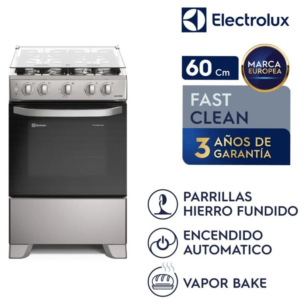 Cocina Electrolux 4 Quemadores Efficient VaporBake Silver FE4ISR