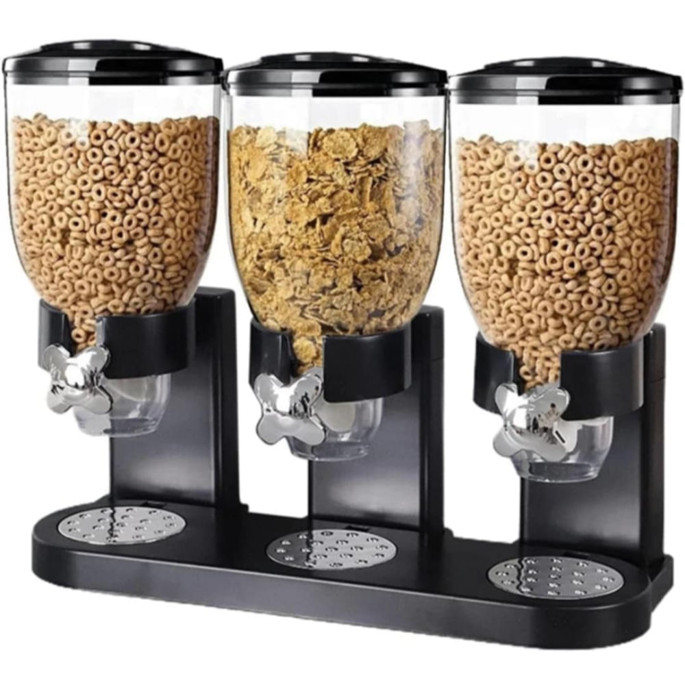Dispensador de Cereales Triple Organizador con Tapa Cocina Hogar