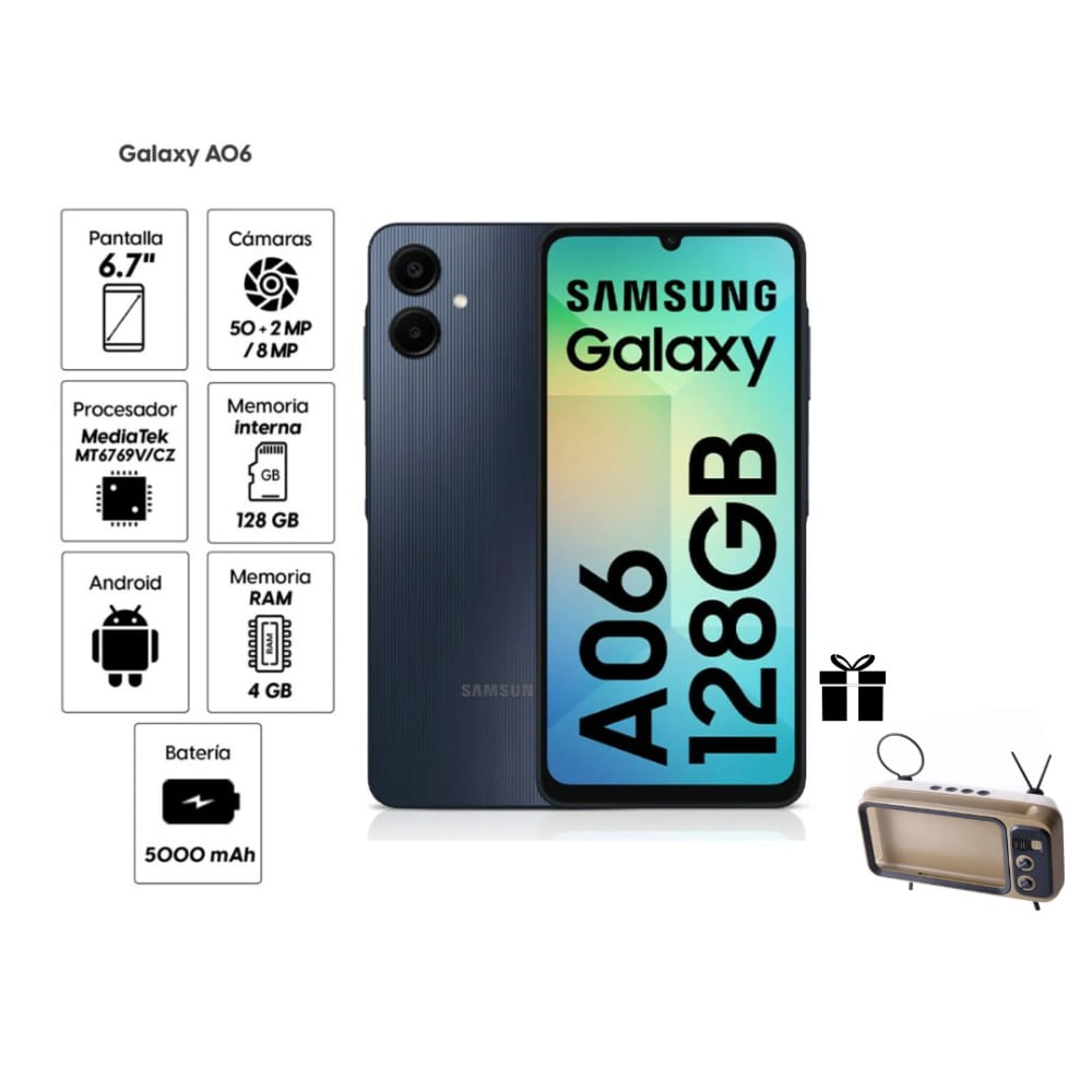 Celular SAMSUNG Galaxy A06 128GB 4GB RAM Negro - Gratis soporte Unonu Dorado