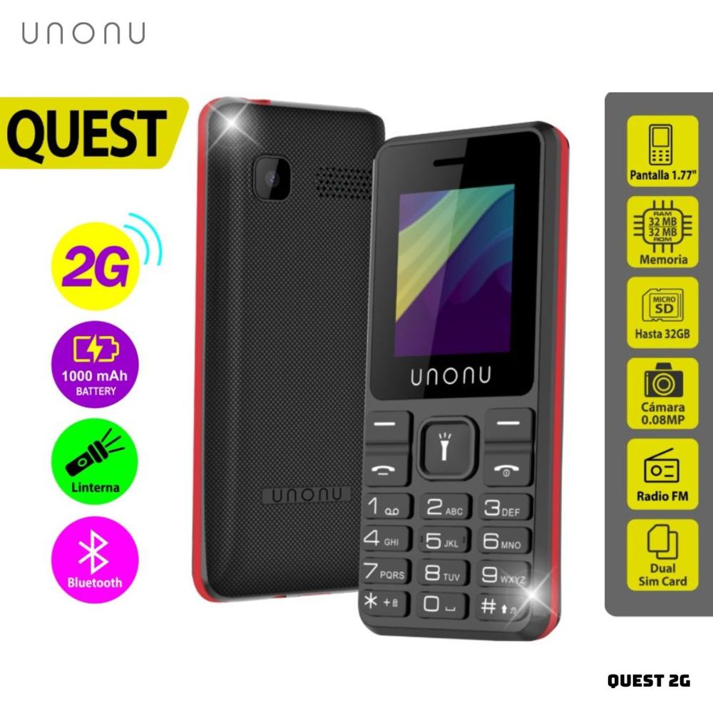 CELULAR BASICO UNONU QUEST 2G DUAL SIM ROJO