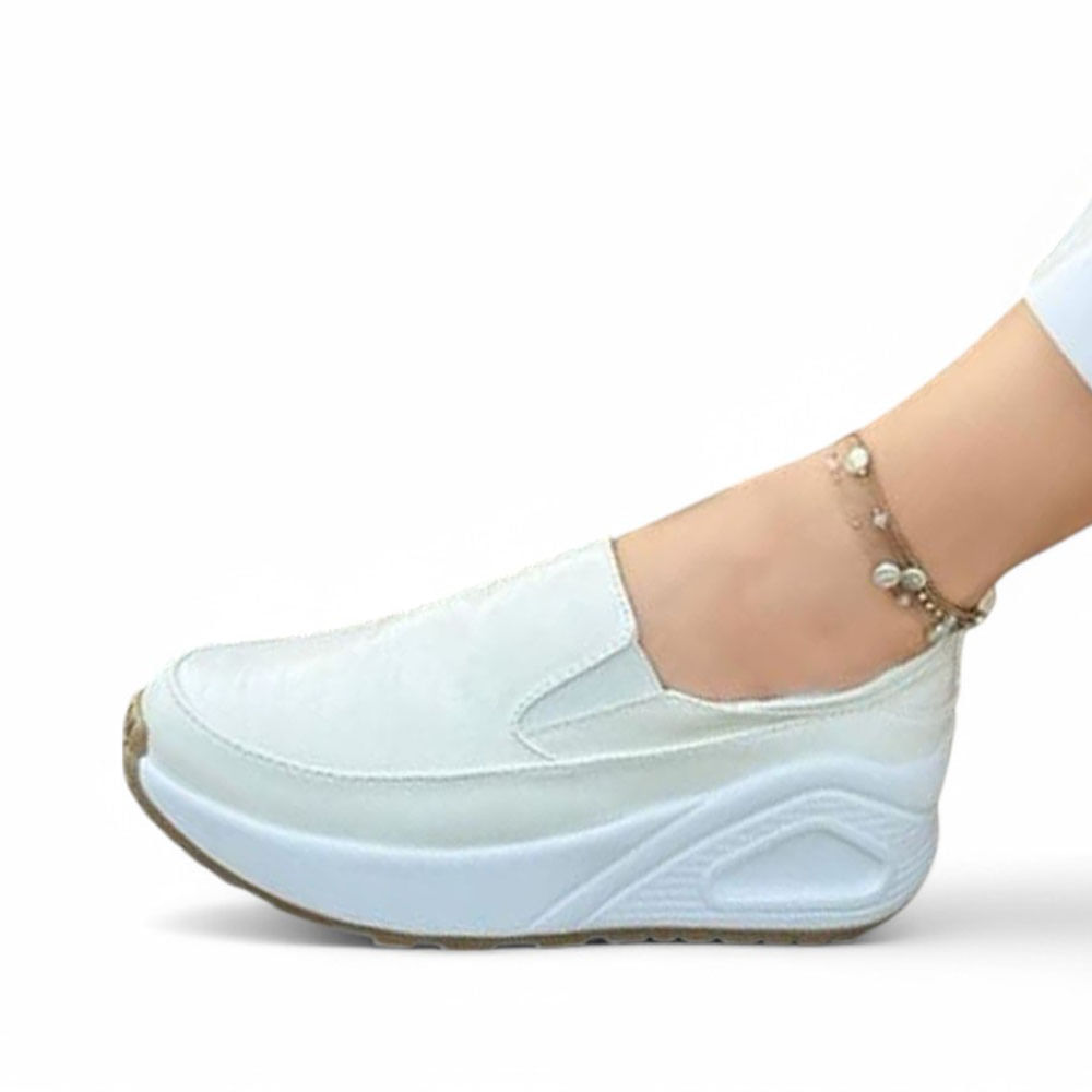 Mocasin Mujer Labrado 4 Cm 2086L-55 Color Blanco Talla 38