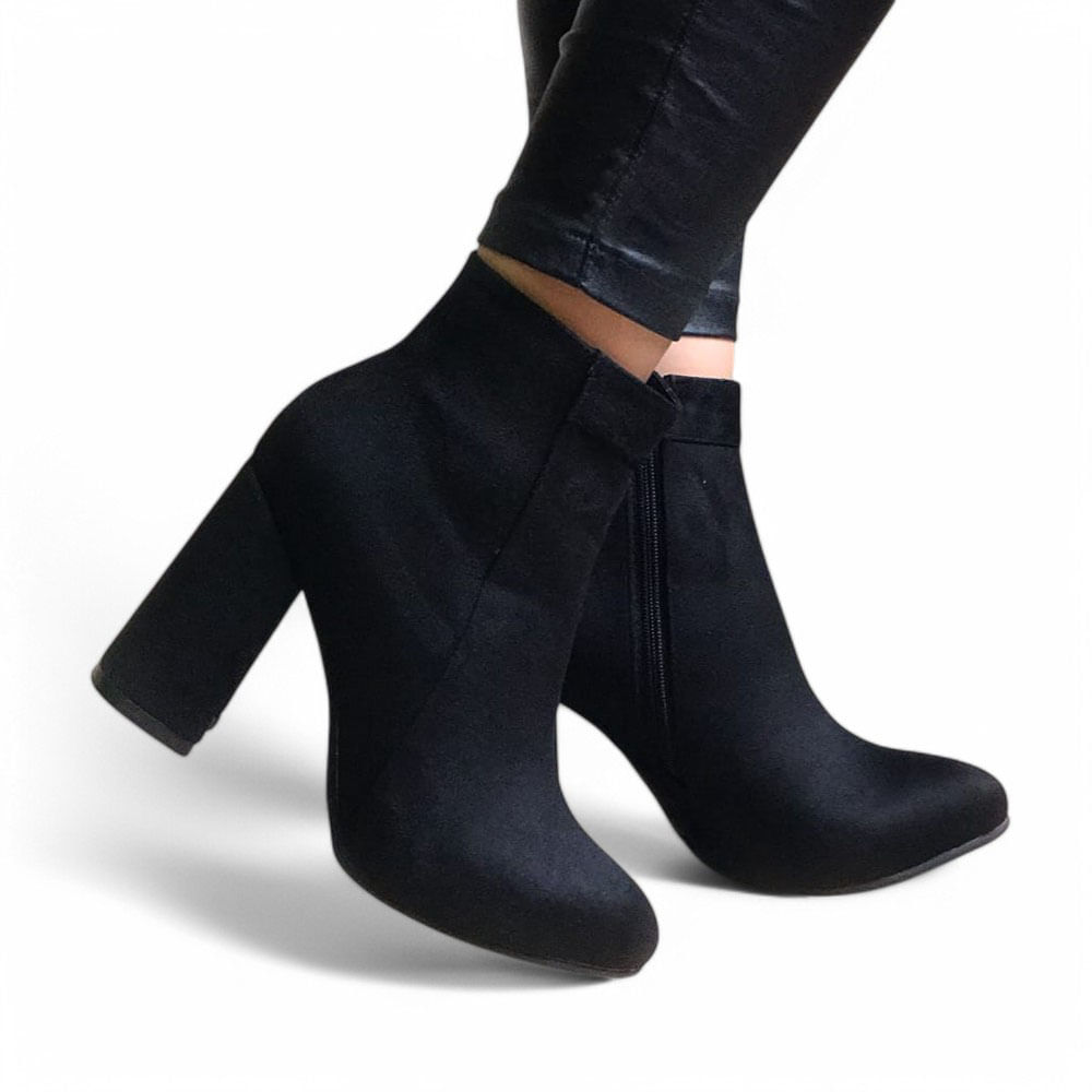 Botin Mujer Taco 9 Clasica Gamuza 2086L-60 Color Negro Talla 38