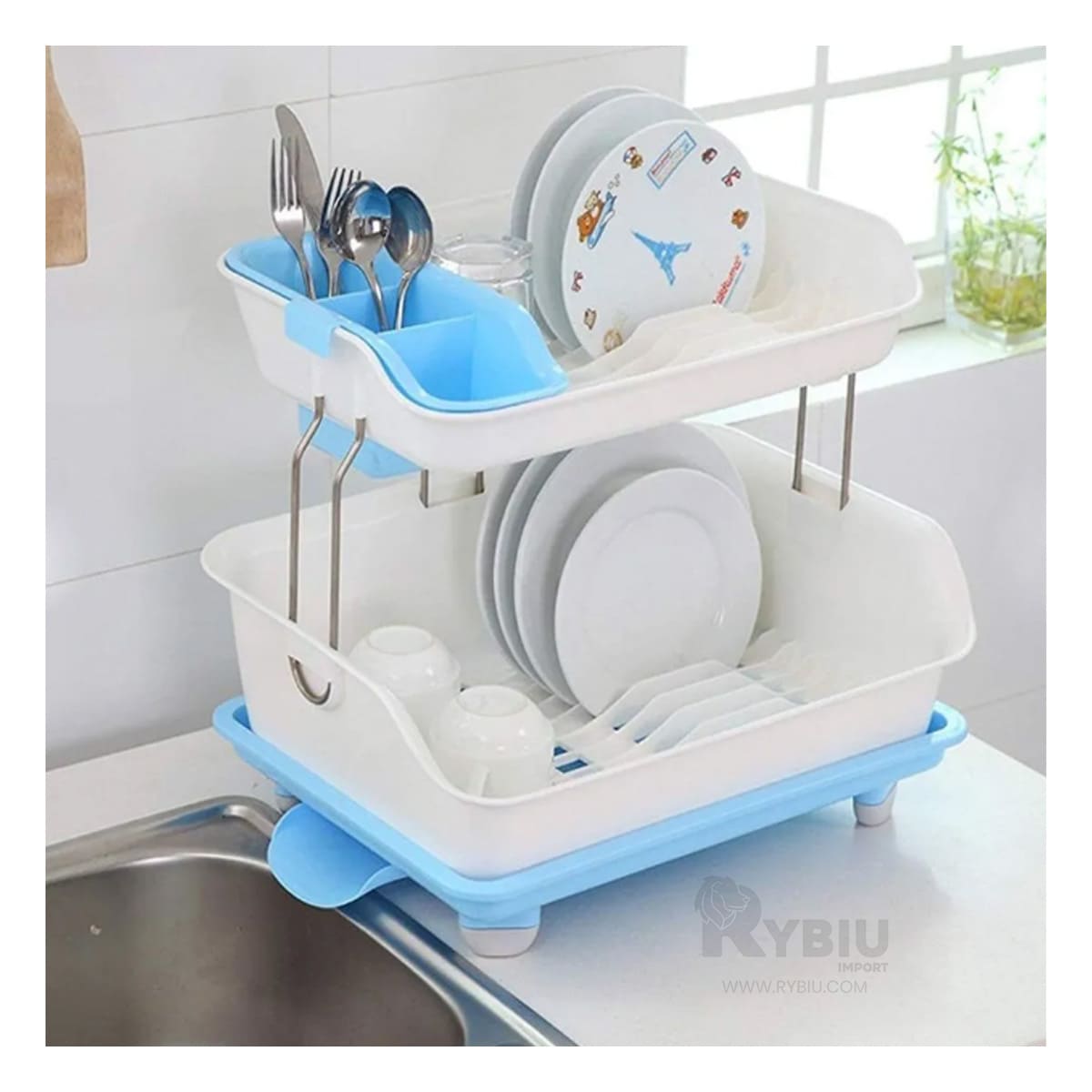 Escurridor Multifuncional en Color Celeste Y+Stickers