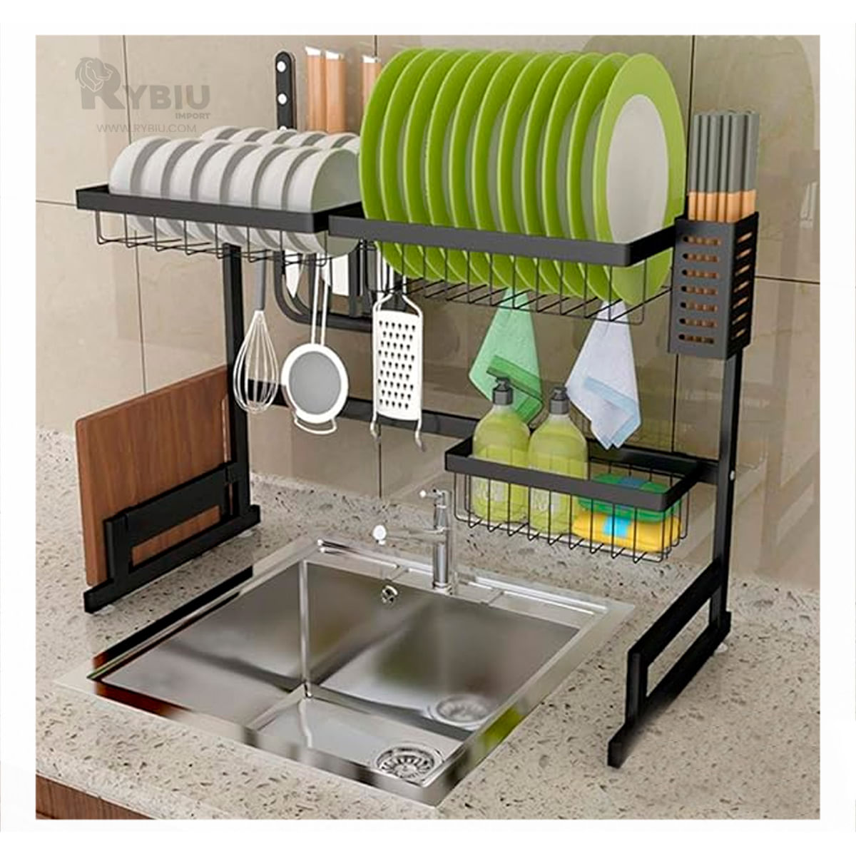 Escurridor Versatil de 85 cm Tono Negro Y+Stickers