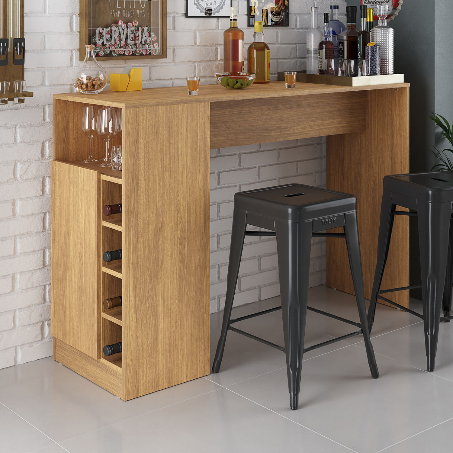 Mesa Alta Bar Marrón