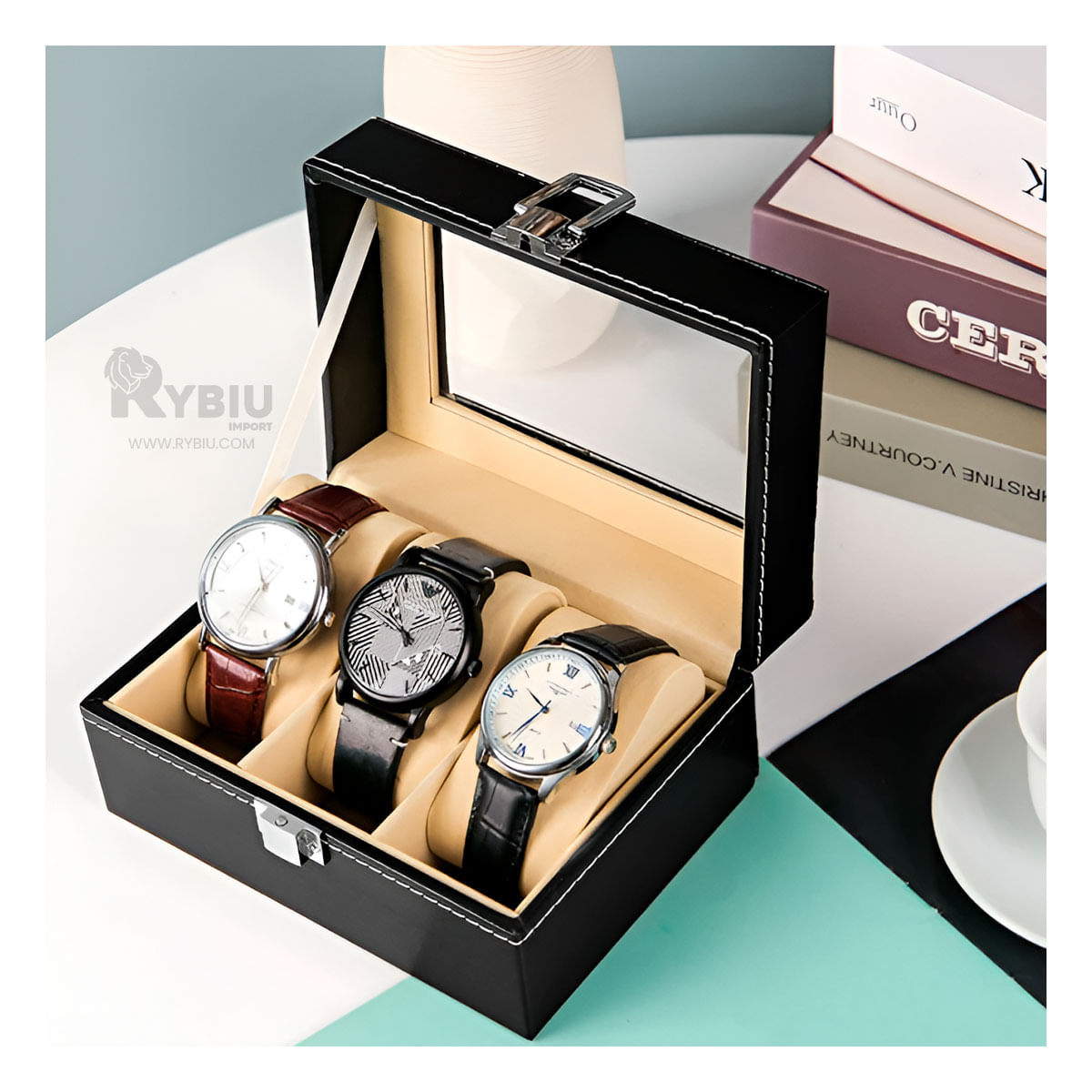 Organizador Resistente de Cuero Sintetico Negro Y+Stickers