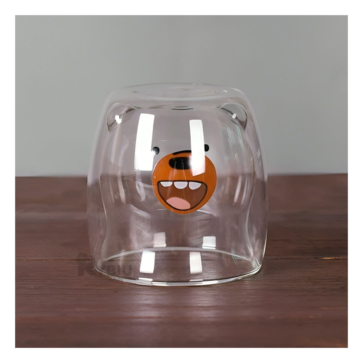 Vaso con Diseño de Oso Grizzly en Tono Transparente