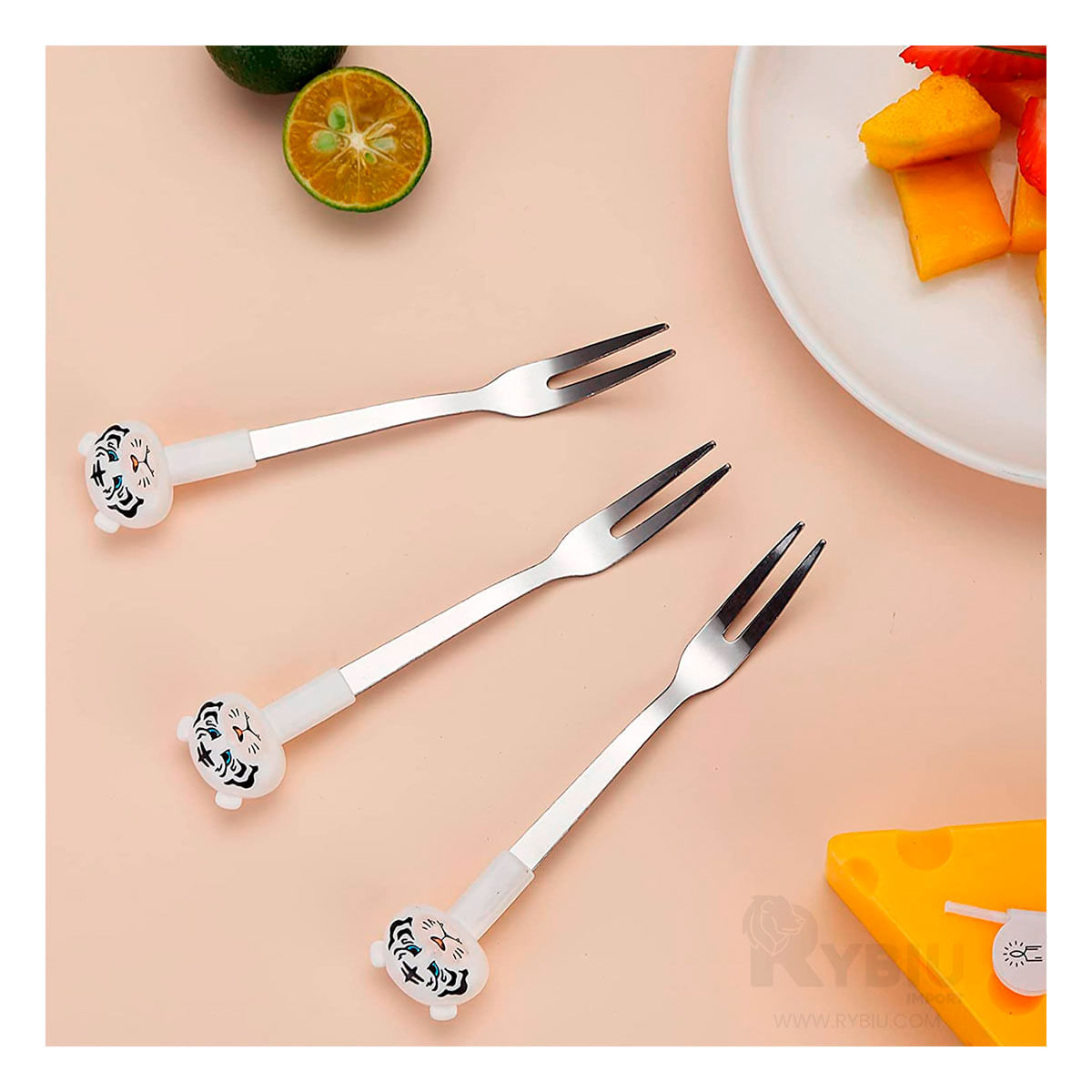 Tenedor Minimalista con Diseño de Tigre Blanco Y+Agendita