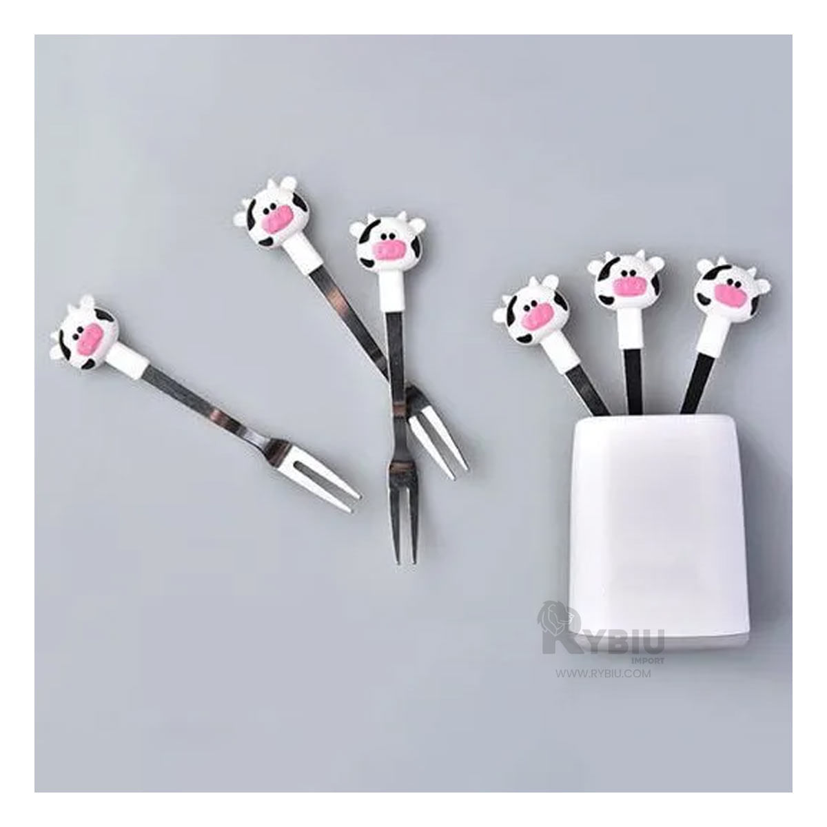 Tenedor Inoxidable de Diseño de Vaca Y+Stickers
